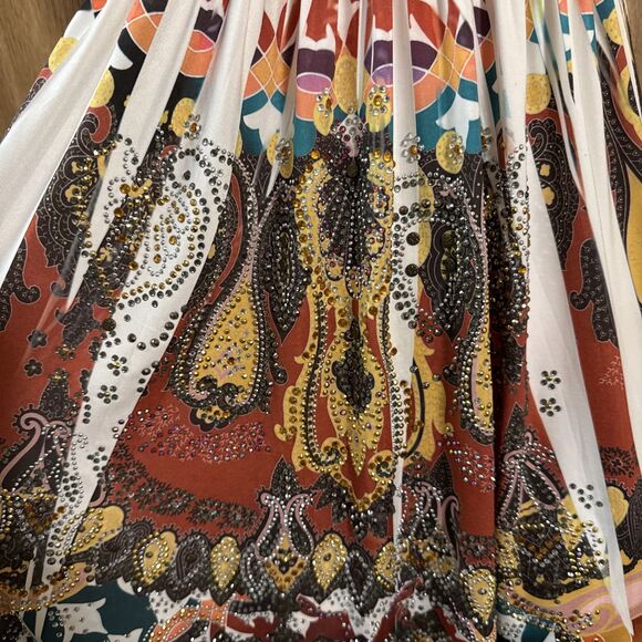 S-Twelve Sz S Multi Rhinestones Lone Back Poly Blend Halter Dress Y2K - Picture 5 of 8